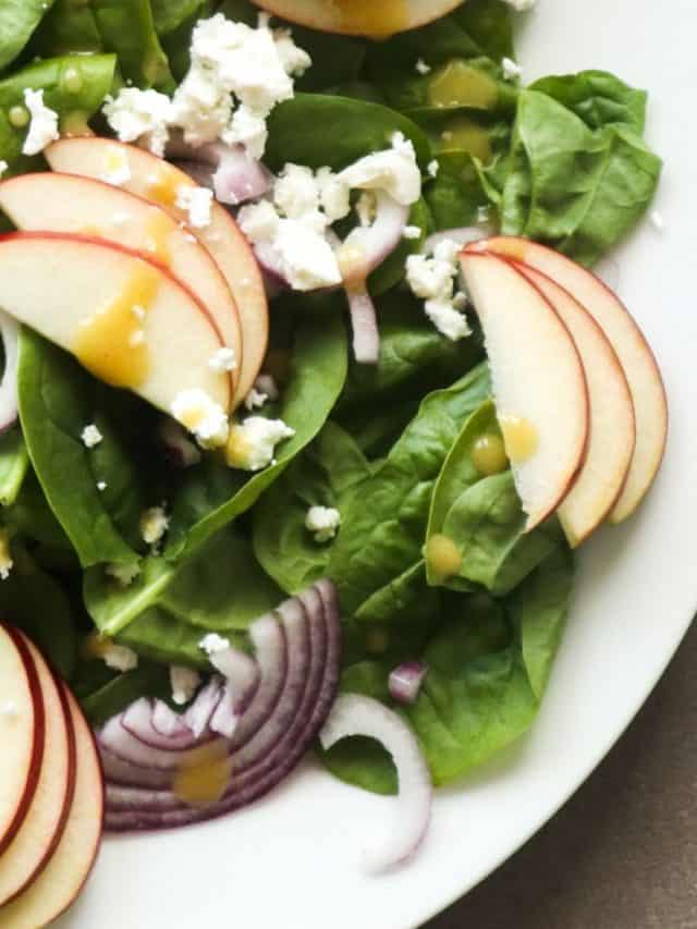 Easy spinach feta salad with honey mustard dressing