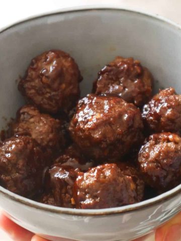 Meatballs with sticky soy sauce.
