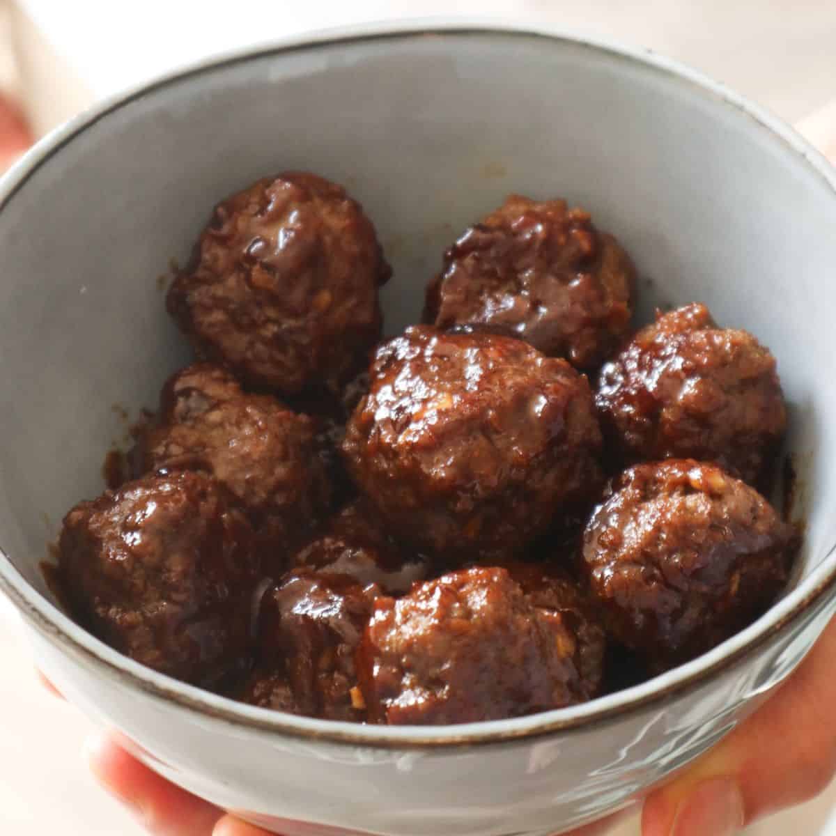Meatballs with sticky soy sauce.