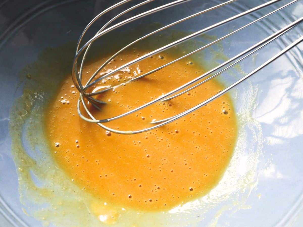 Egg mixture to make homemade mayonnaise.