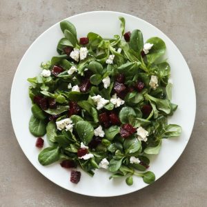 An overhead shot of my beetrood salad.