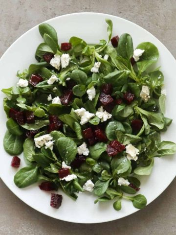 An overhead shot of my beetrood salad.