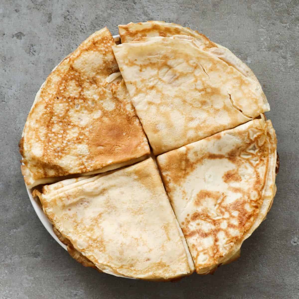 Overhead shot of crepes.