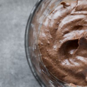 Chocolate mousse in a glass.