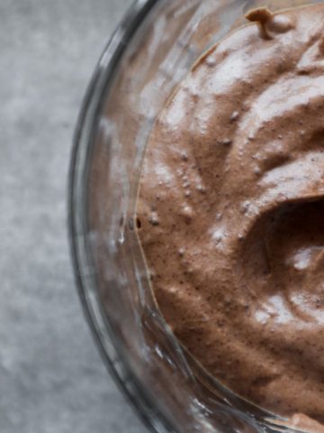 Chocolate mousse in a glass.