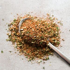 Gyro spices on a spoon.