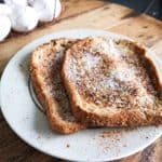 french toast on a white plate.