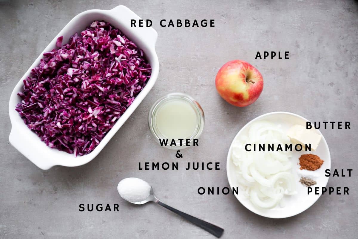 Ingredients for braised red cabbage