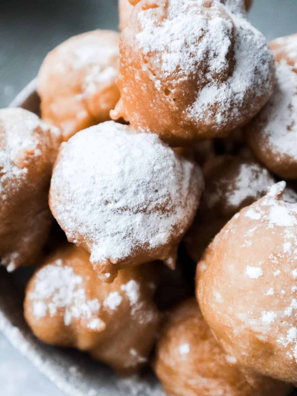 Overhead shot of baked oliebollen