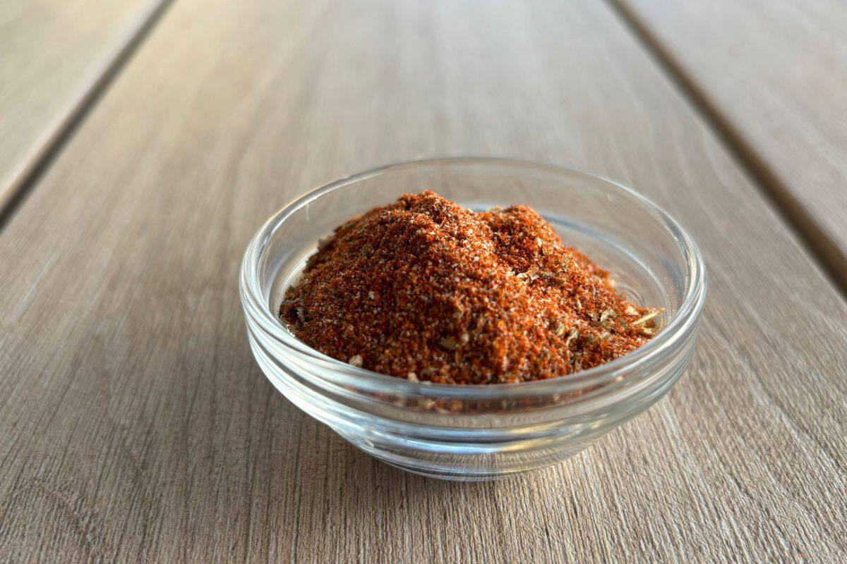 Chicken taco seasoning in a small bowl.