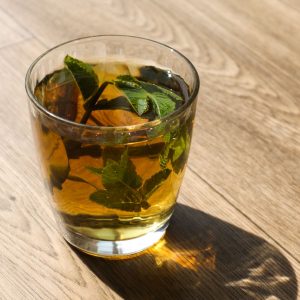 Homemade starbucks honey citrus mint tea.