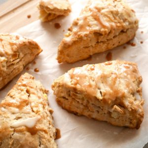 Two apple cinnamon scones.