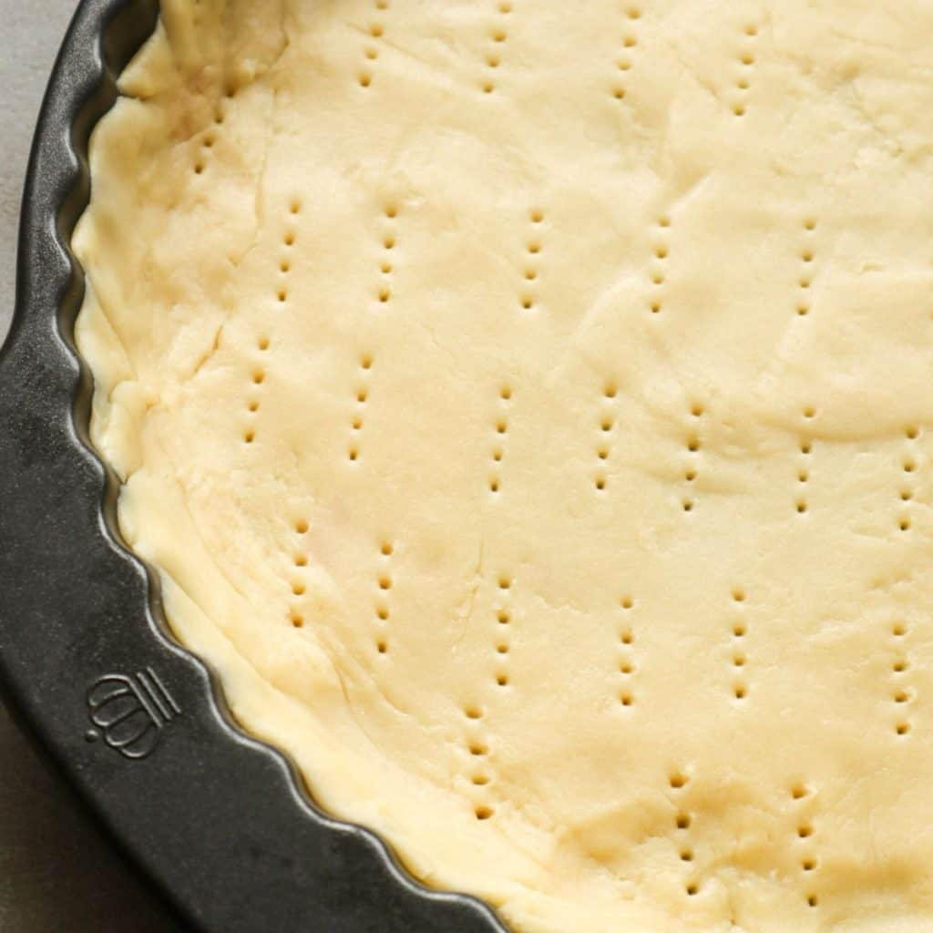 An overhead shot of pie crust for savory pies.