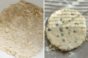 Step one and two for how to make sourdough scones.