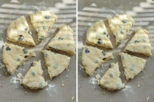 Step three and four for how to make scones with sourdough discard.